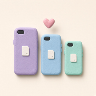 Three clay phones with a heart