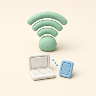 Clay Wi-Fi symbol with laptop and tablet