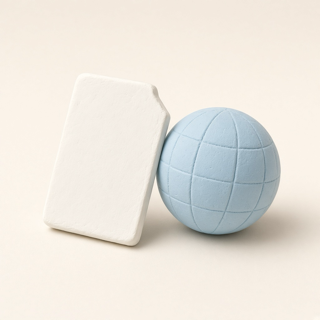 Clay eSIM card leaning on a globe