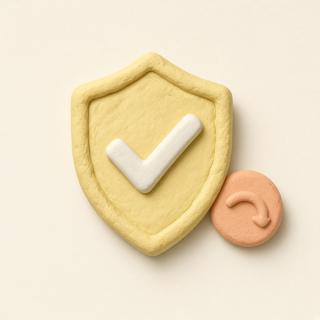 Clay shield with a check mark